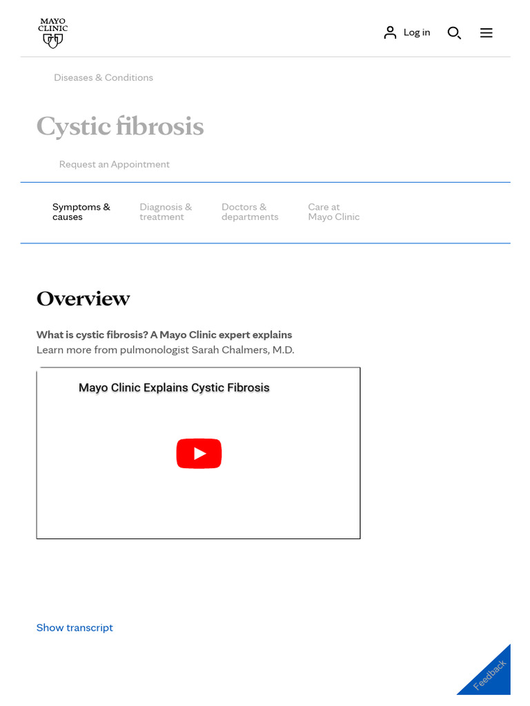 Cystic Fibrosis Symptoms And Causes Mayo Clinic Pdf Respiratory