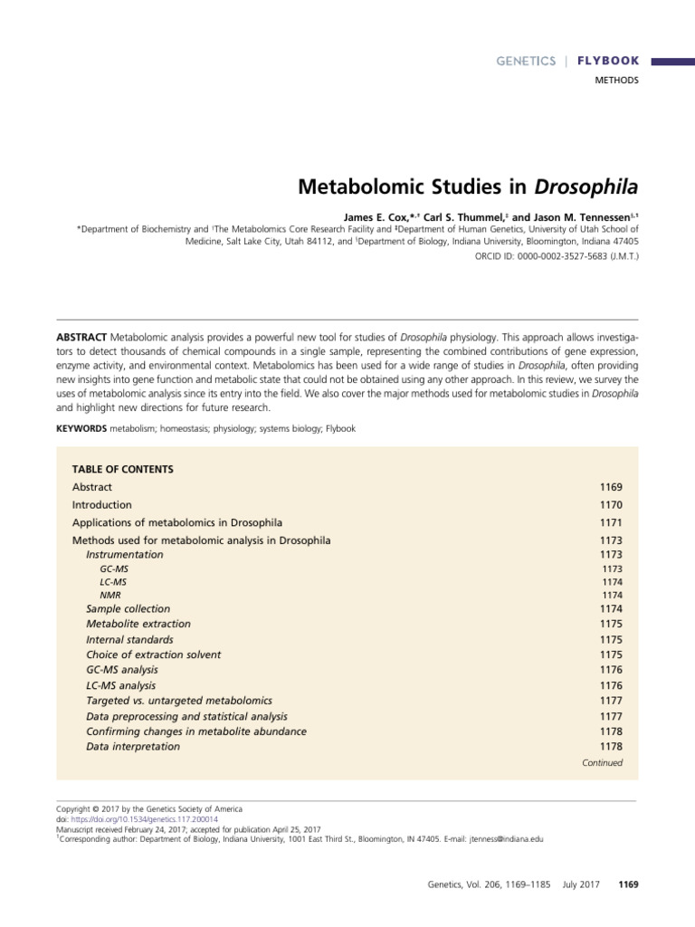 Genetics 117 200014 | PDF | Metabolomics | Biology