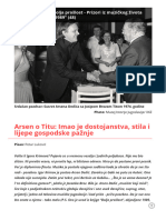 Arsen o Titu - Imao Je Dostojanstva, Stila I Lijepe Gospodske Pažnje - XXZ Portal