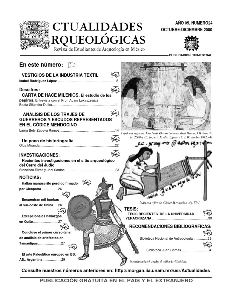 Actualidades Arqueologicas N 24 Descargar Gratis PDF Textiles 