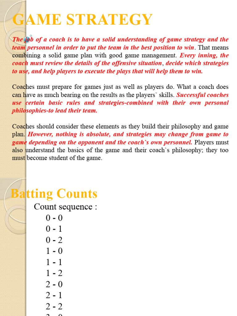 Game Strategy Pdf Batting Baseball Softball