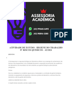 Atividade de Estudo - Higiene Do Trabalho IV Riscos Químicos - 42 2024