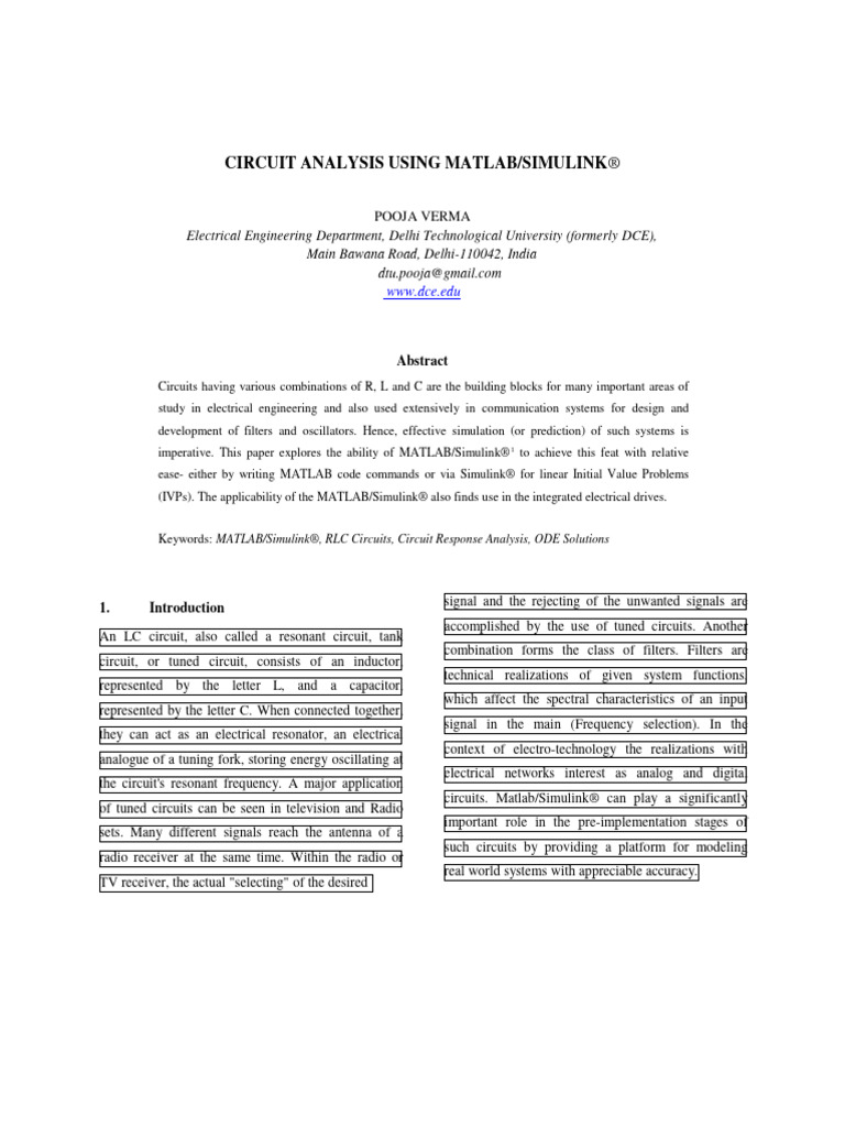Circuit Analysis Using Matlab Simulink | PDF | Electrical Network ...