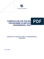 Curriculum For The Masters Programme in Mechanical Engineering 2024