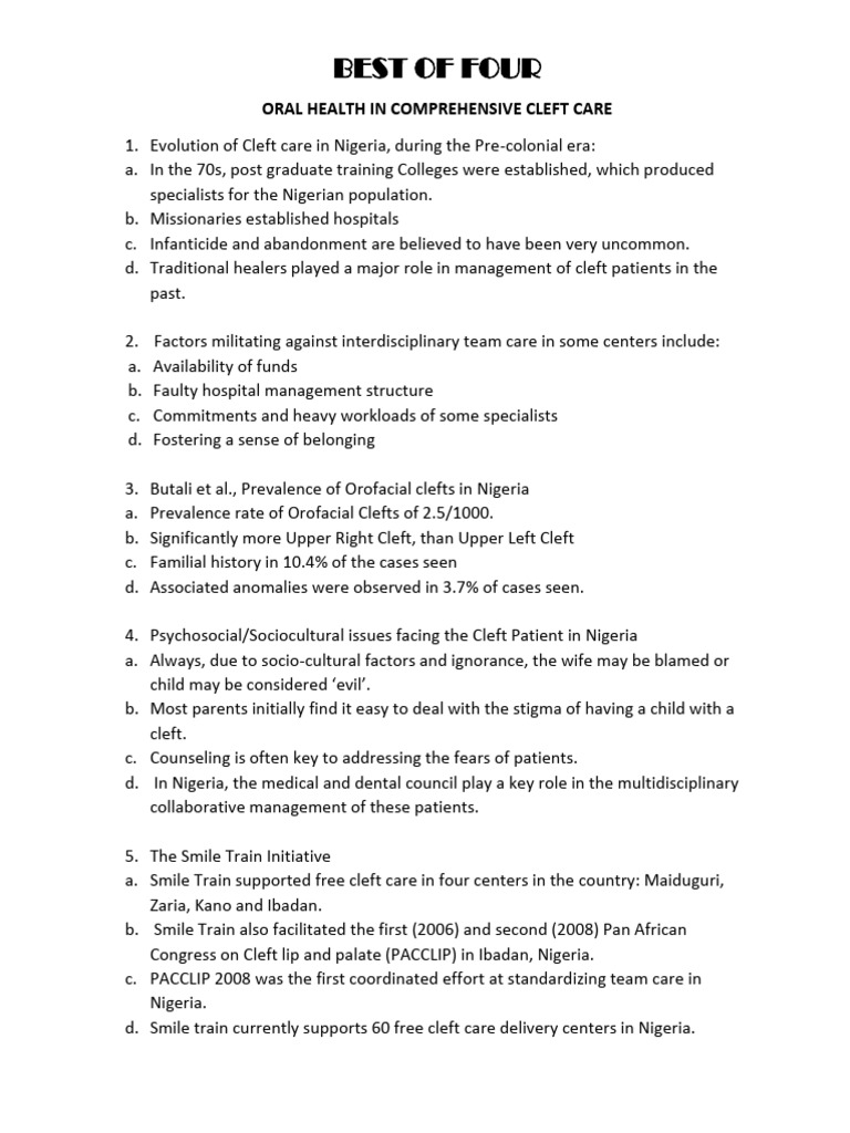 Cleft Care and Oral Health in Nigeria | PDF | Dentistry | Tooth