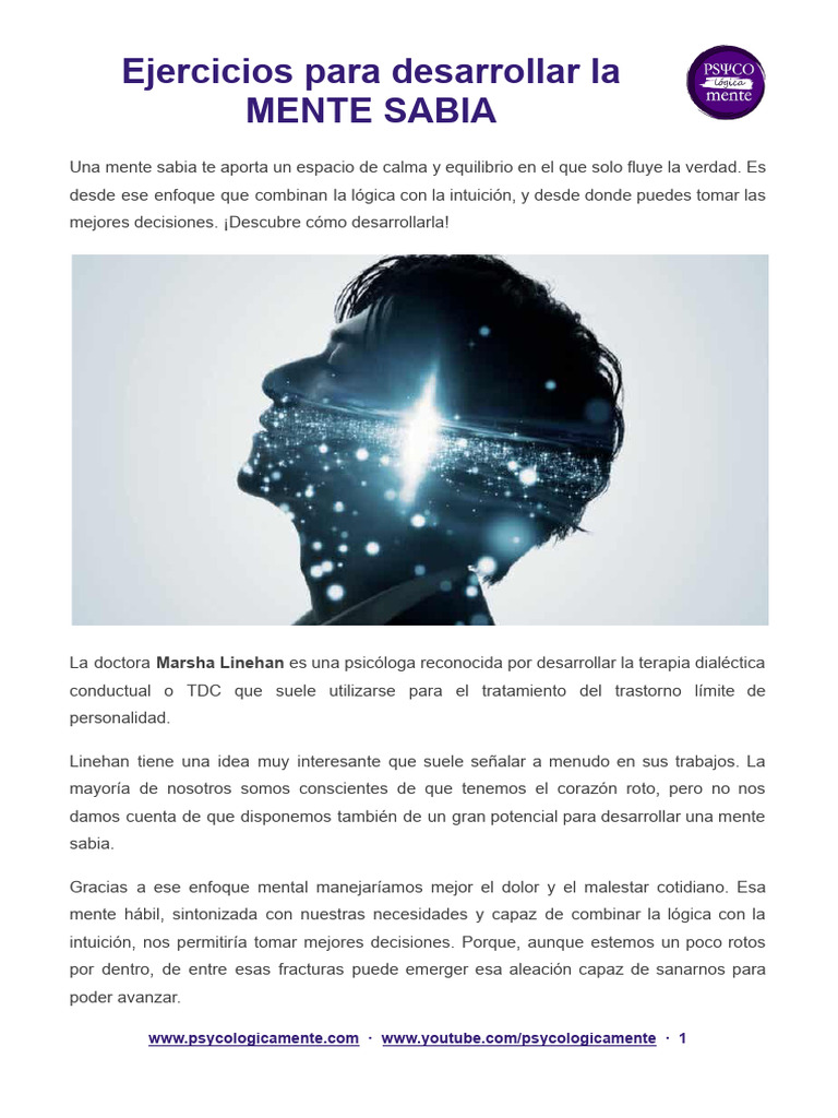 Ejercicios para la Mente Sabia | PDF | Terapia dialéctica conductual ...