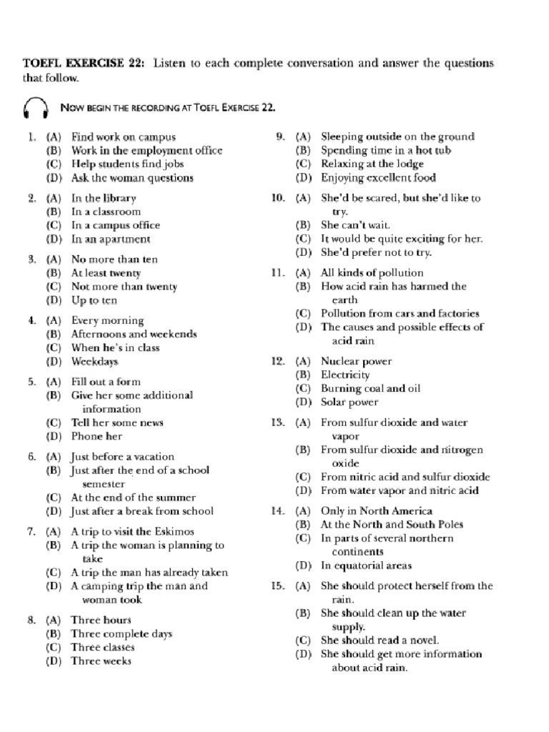 M11 Listening Part B Toefl Exercise 22 | PDF