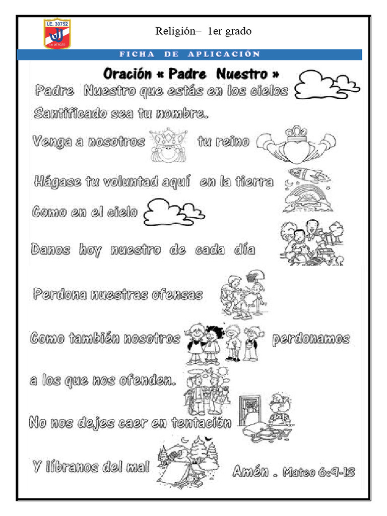 FICHA DE RELIGIÓN El Padre Nuestro | PDF