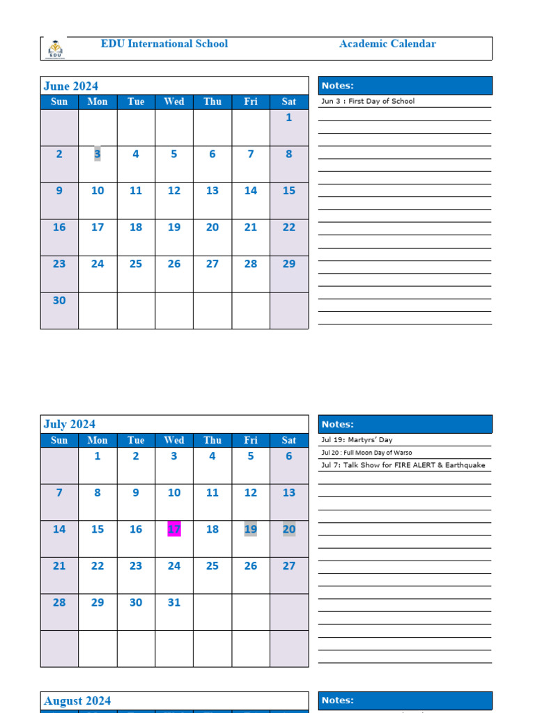 2024 Printable School Monthly Jun Sep Calendar 3 PDF