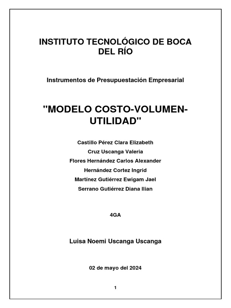 Modelo Costo Volumen Utilidad Pdf