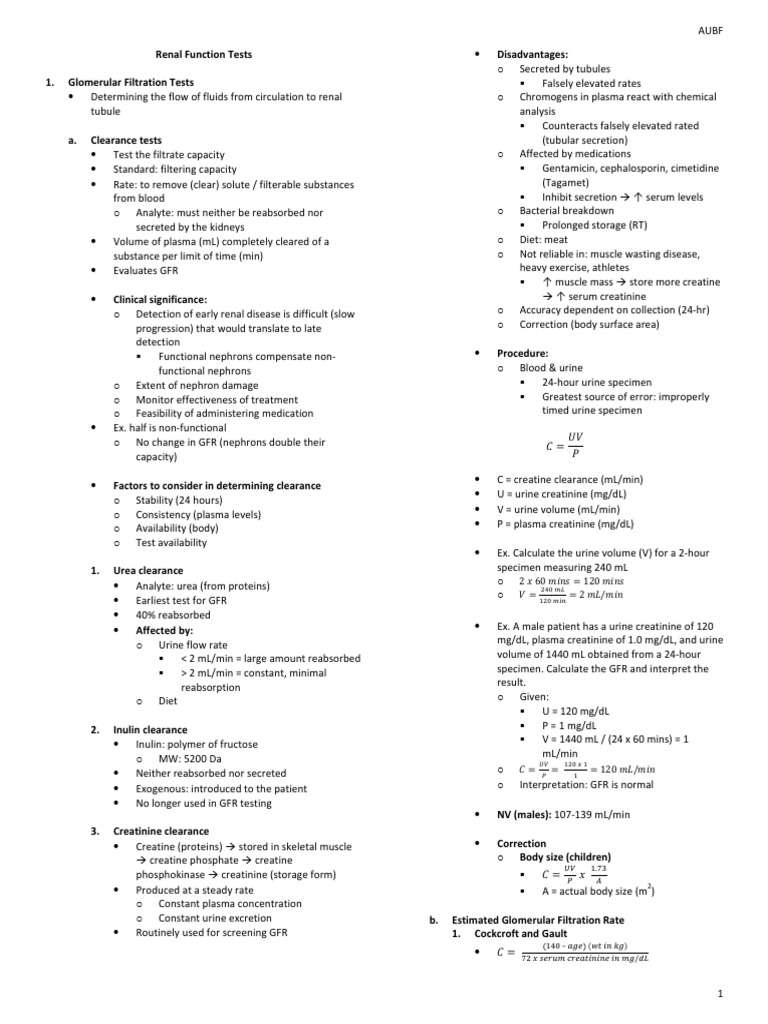 03 renal function tests pdf creatinine kidney