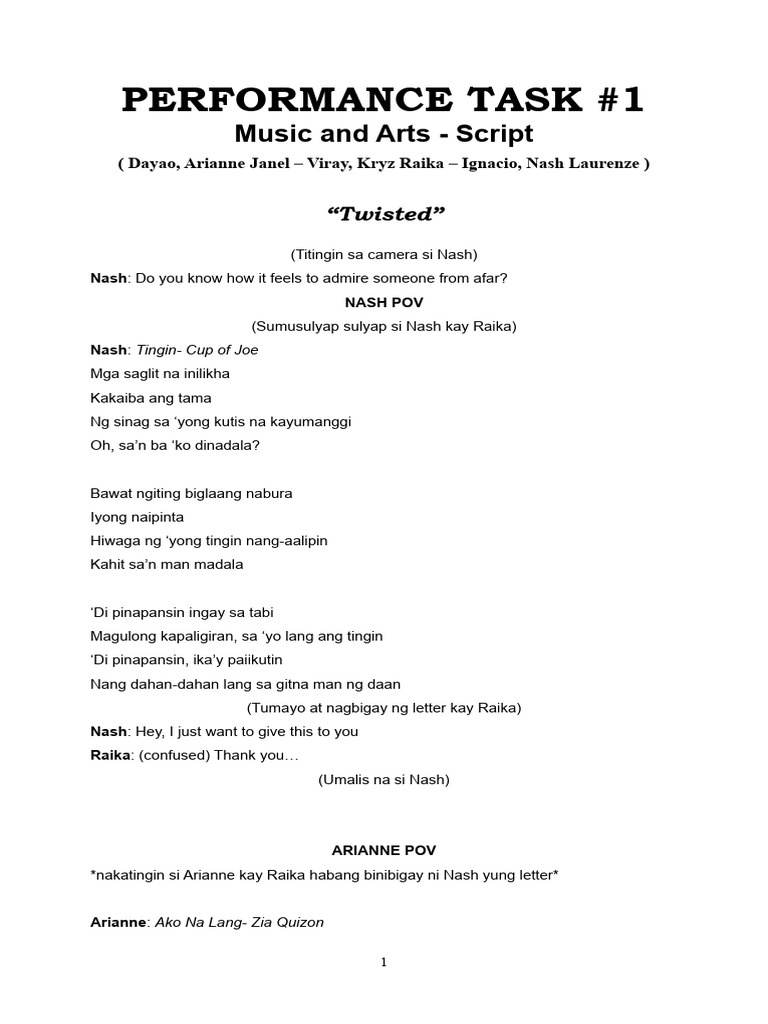 "Twisted: A Musical Script on Love" | PDF