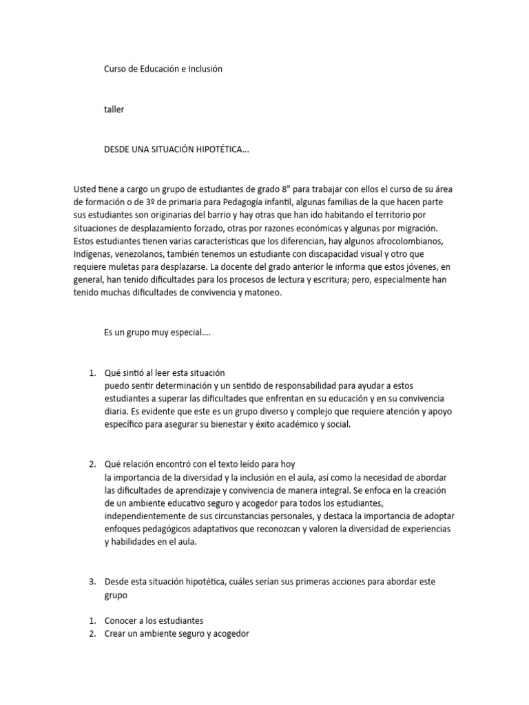 Inclusión y Diversidad en Educación | PDF | Salón de clases | Inclusión ...
