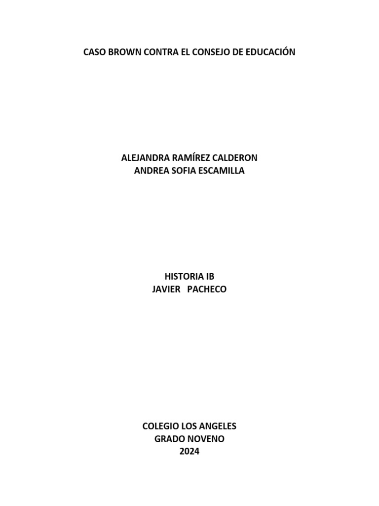 Caso Brown v PDF Brown V. Junta de Educación Plessy V. Ferguson