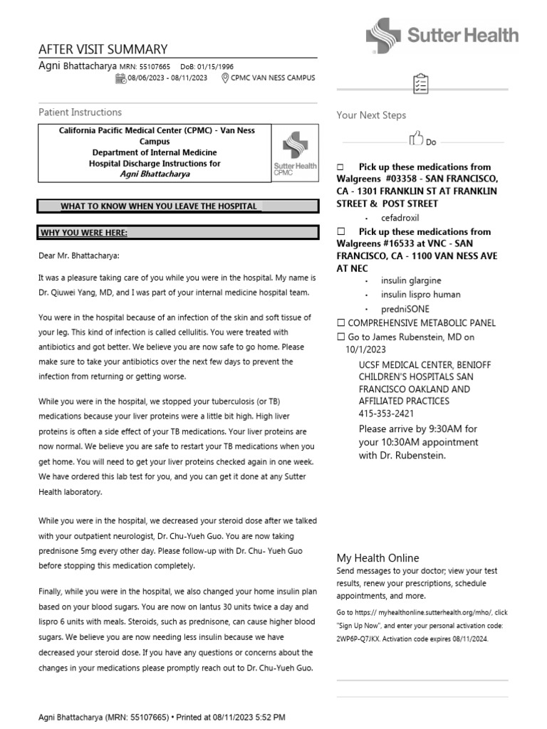 Hospital Discharge Summary for Agni Bhattacharya | PDF | Tuberculosis ...