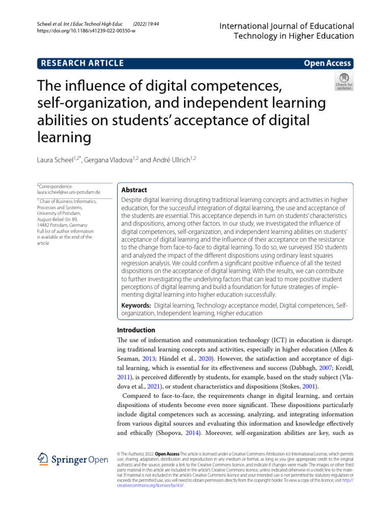 The Influence of Digital Competences, Self Organization, and ...