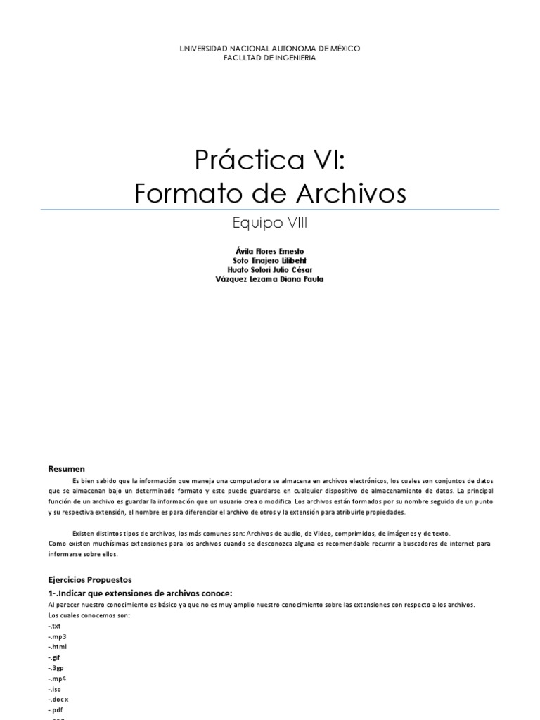 Tipos y Extensiones de Archivos Digitales | PDF | Archivo de ...