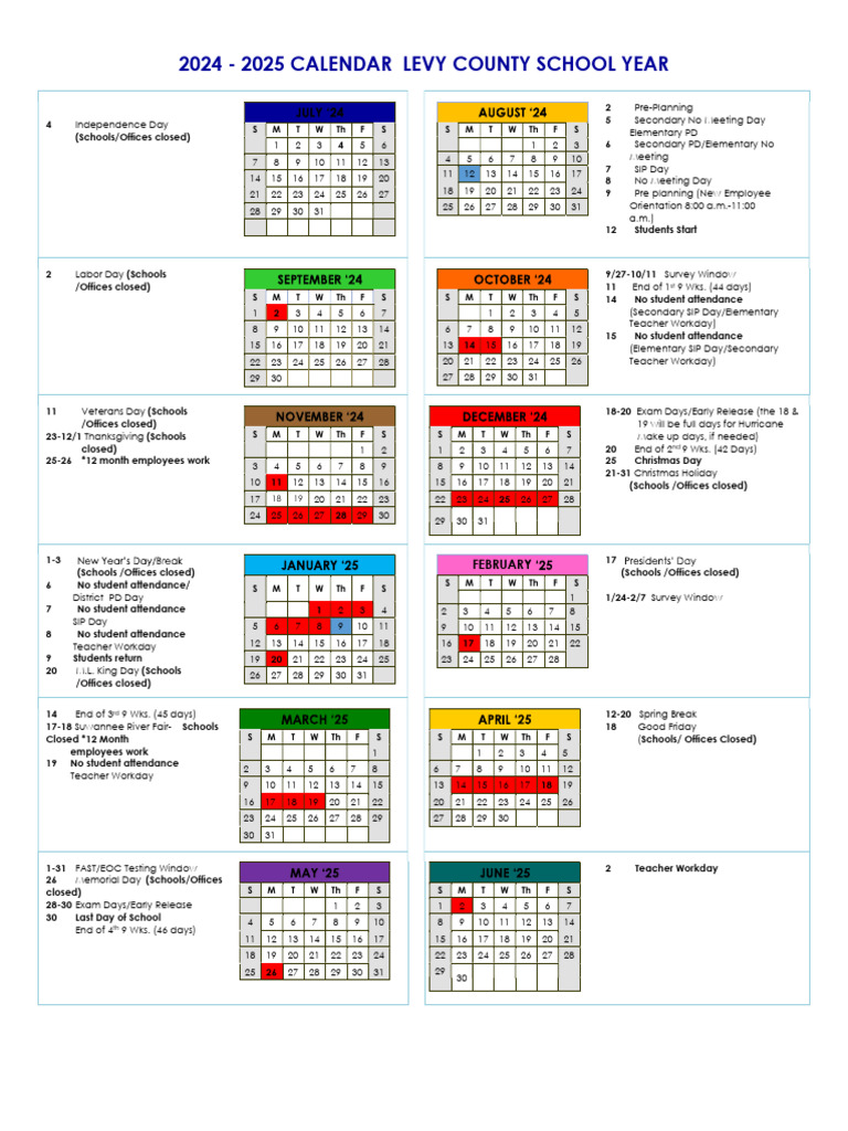 2425 Calendar PDF Observances Holidays