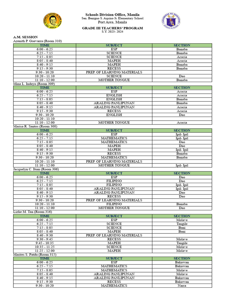 Grade 3 Teachers Program | PDF | Philippines