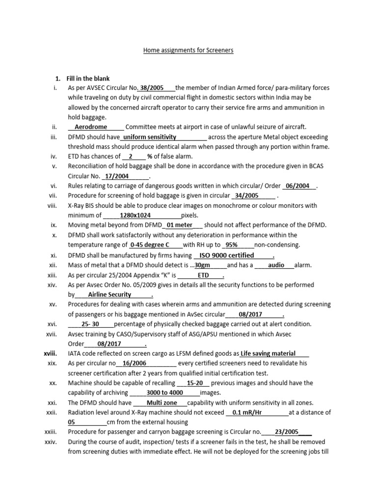 Home Assignments for Aviation Screeners | PDF | Airport Security | Airport