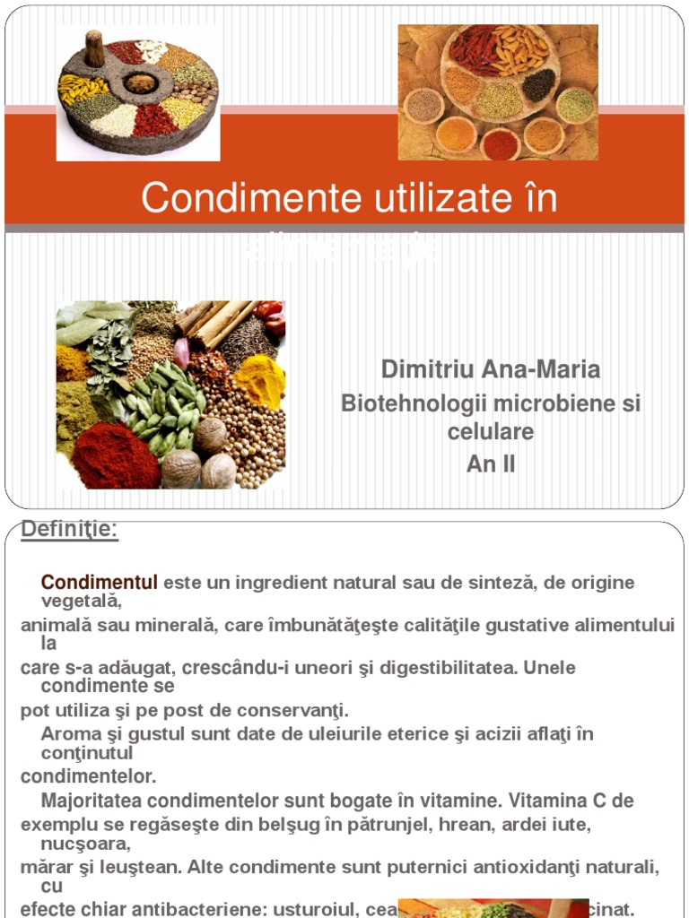 Condimente Utilizate in Aliment A Tie | PDF