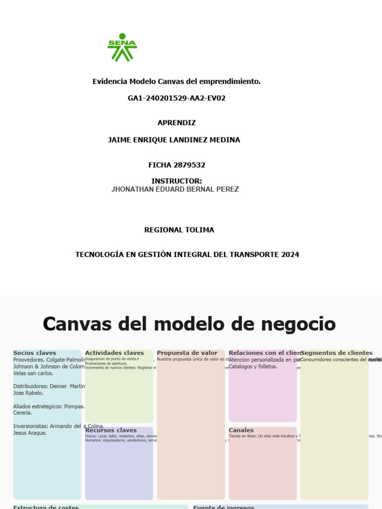 Modelo Canvas para Emprendimiento Ecológico | PDF | Modelo de negocio ...