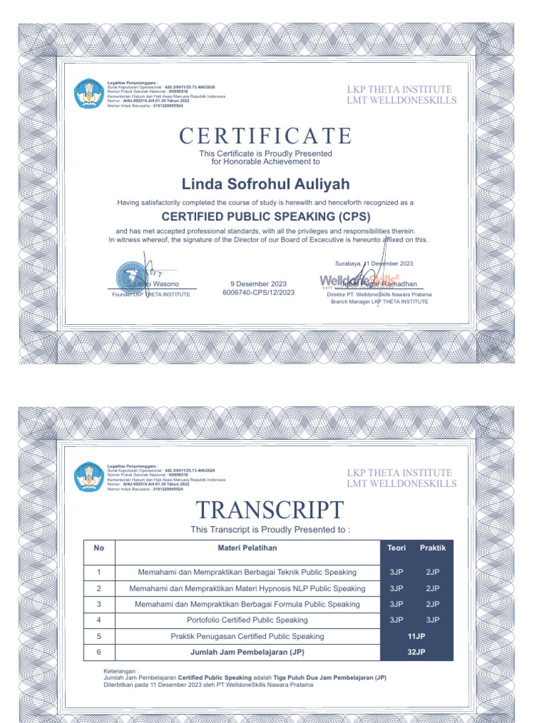 Certified Public Speaking Certificate | PDF | Career & Growth