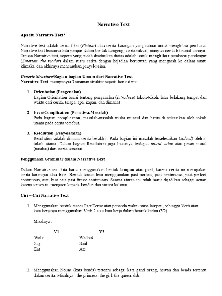 Memahami Narrative Text dan Strukturnya | PDF