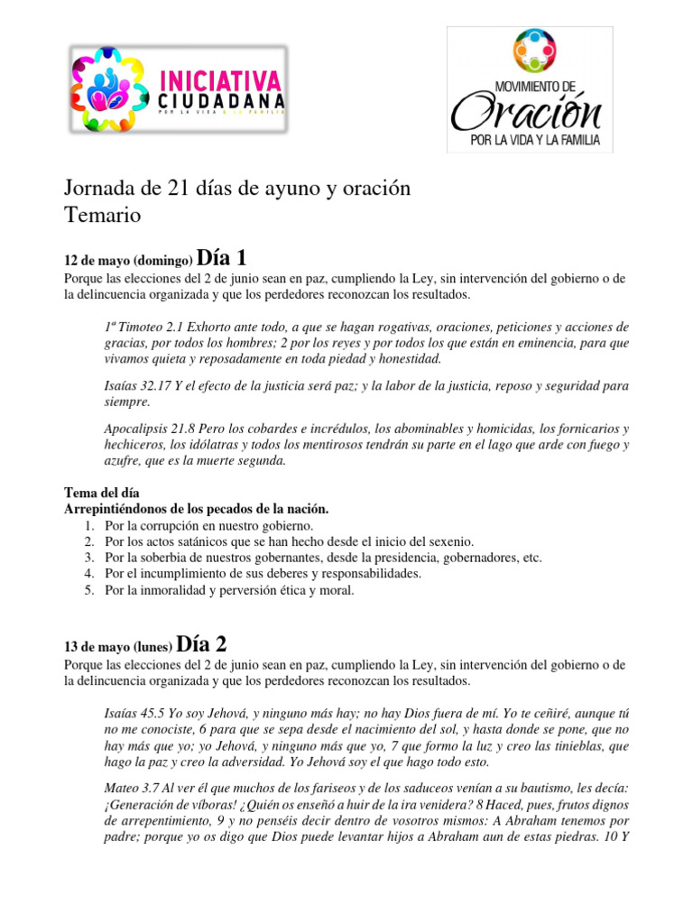 21 Días de Ayuno y Oración por Elecciones | PDF | Derecho