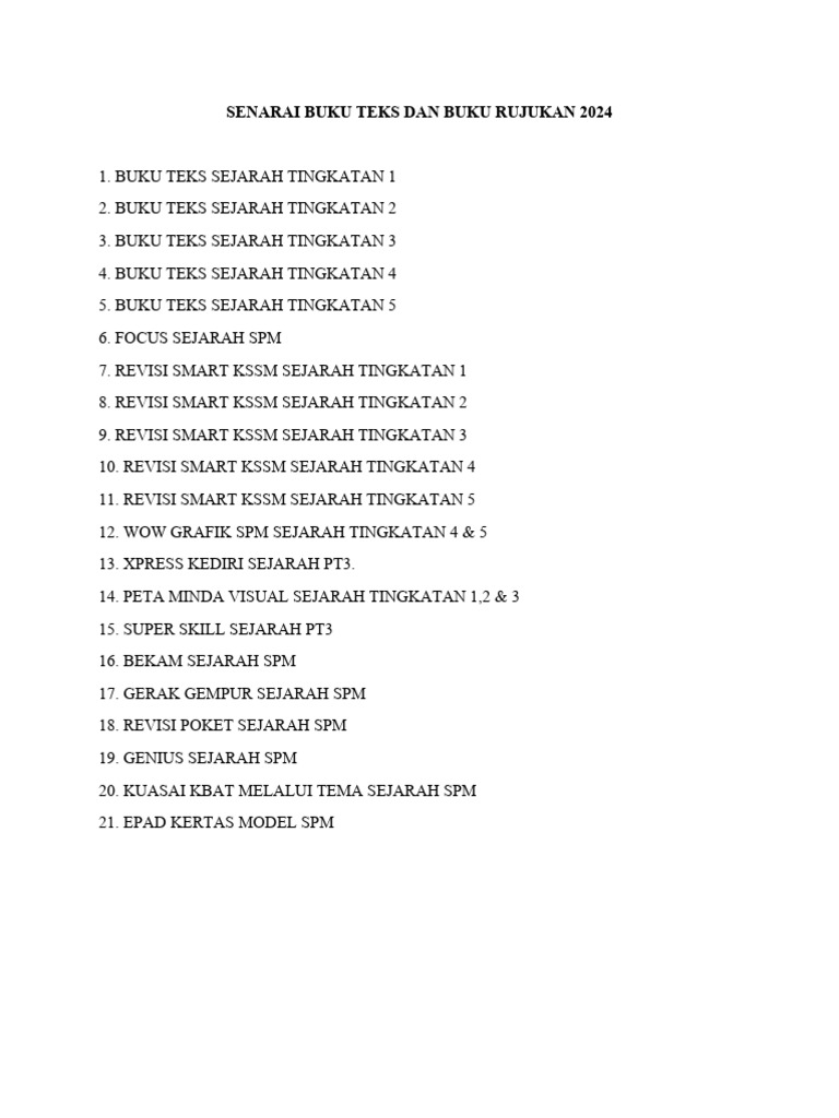 Senarai Buku Teks Dan Buku Rujukan 2022 | PDF