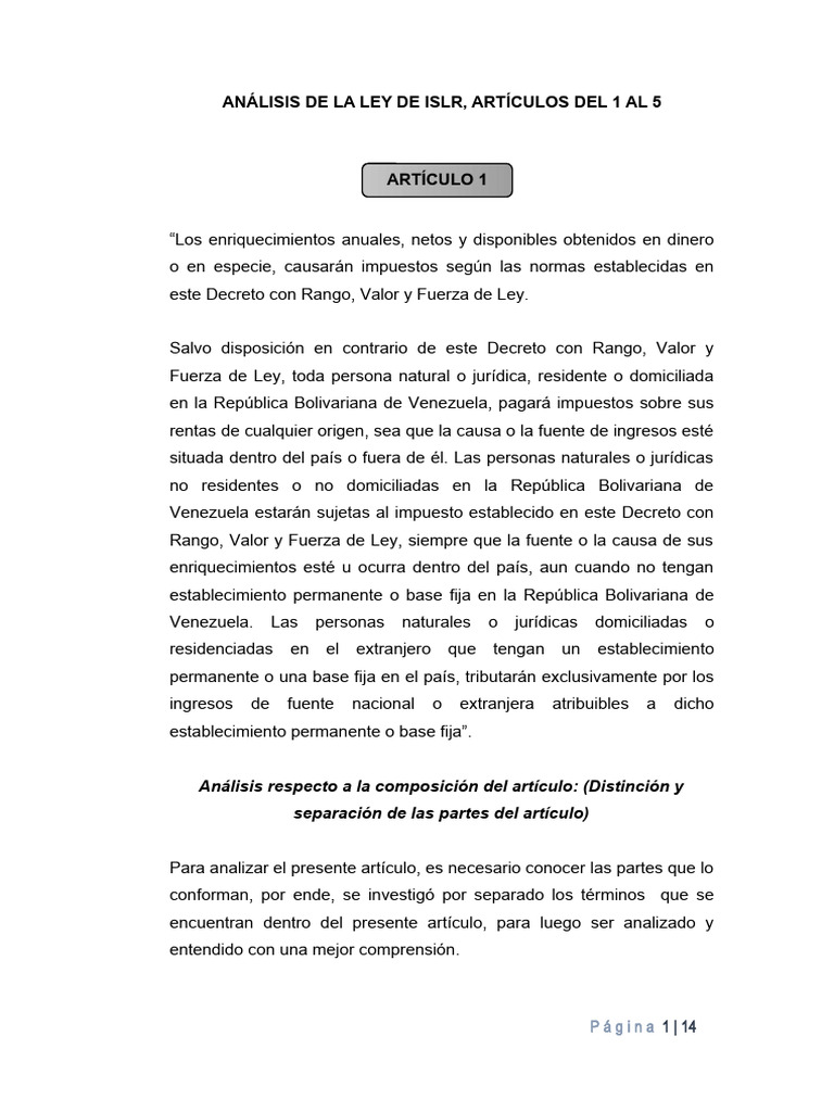 Análisis de la Ley de ISLR en Venezuela | PDF | Impuestos | Impuesto ...
