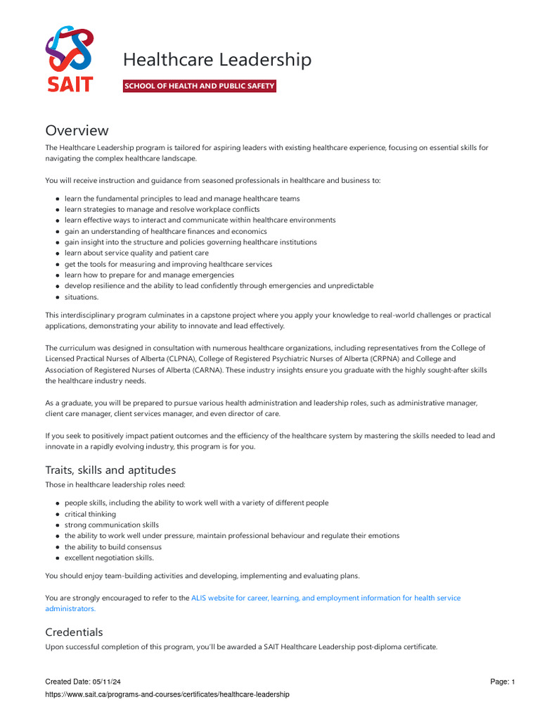 Healthcare Leadership Pdf Health Care Health Administration