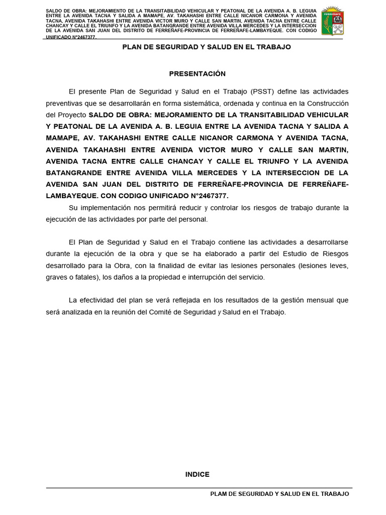 Plan de Seguridad en Obra | PDF | Seguridad y salud ocupacional | Business