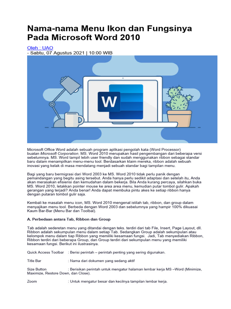 Menu Dan Ikon Word 2010 | PDF | Komputer