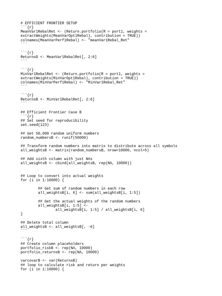 Efficient Frontier Analysis in R | PDF | Teaching Methods & Materials