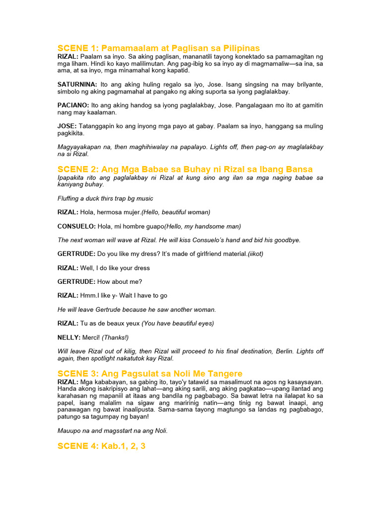 Rizal Script for Stage Play (2) | PDF