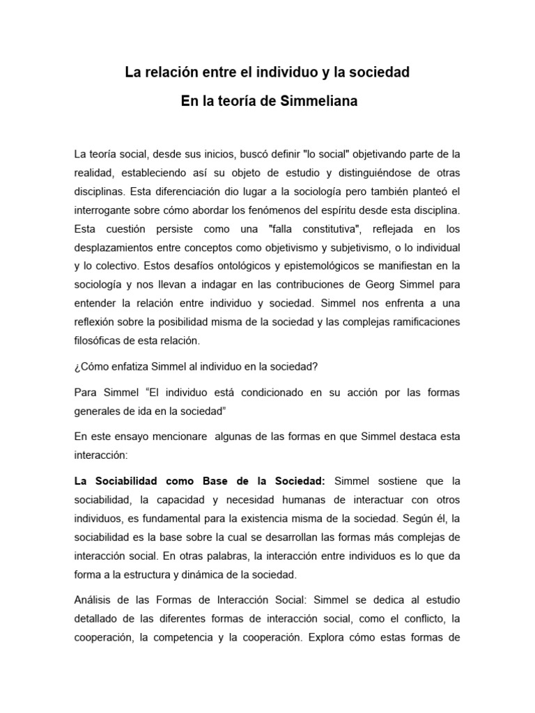 La Relación Entre El Individuo y La Sociedad | PDF | Sociedad ...