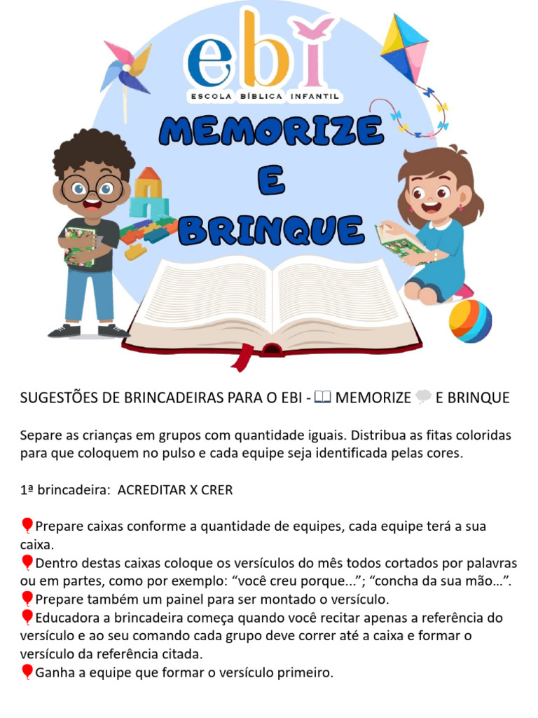 EBI Memorize e Brinque - 1ª Semana de 05 a 11 de Maio 2024 | PDF