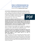 AUTOESTIMA E APRENDIZAGEM NA EDUCAÇÃO DE JOVENS E ADULTOS