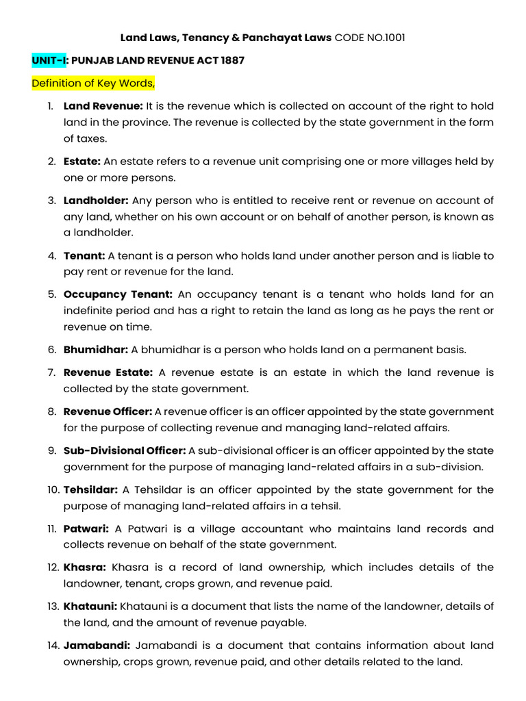 llb-6-semester-land-laws-complete-notes-pdf-leasehold-estate-lease