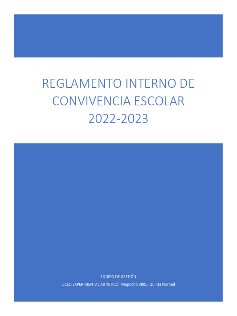 Reglamento Interno de Convivencia Escolar LEA 2022 2023 | PDF ...