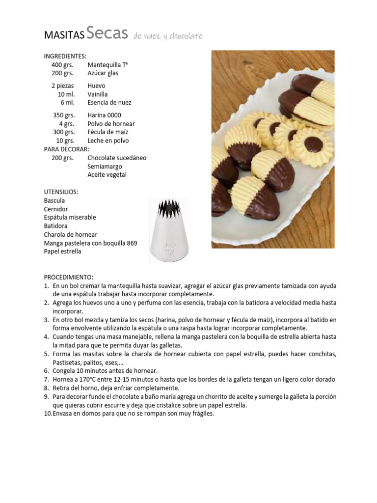 MASITAS Secas de Nuez y Chocolate 2 | PDF | Cocina, comidas y vino