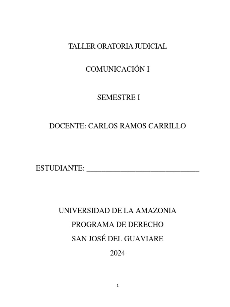 Taller de Oratoria Judicial 2024 | PDF | Hablar en público | Retórica