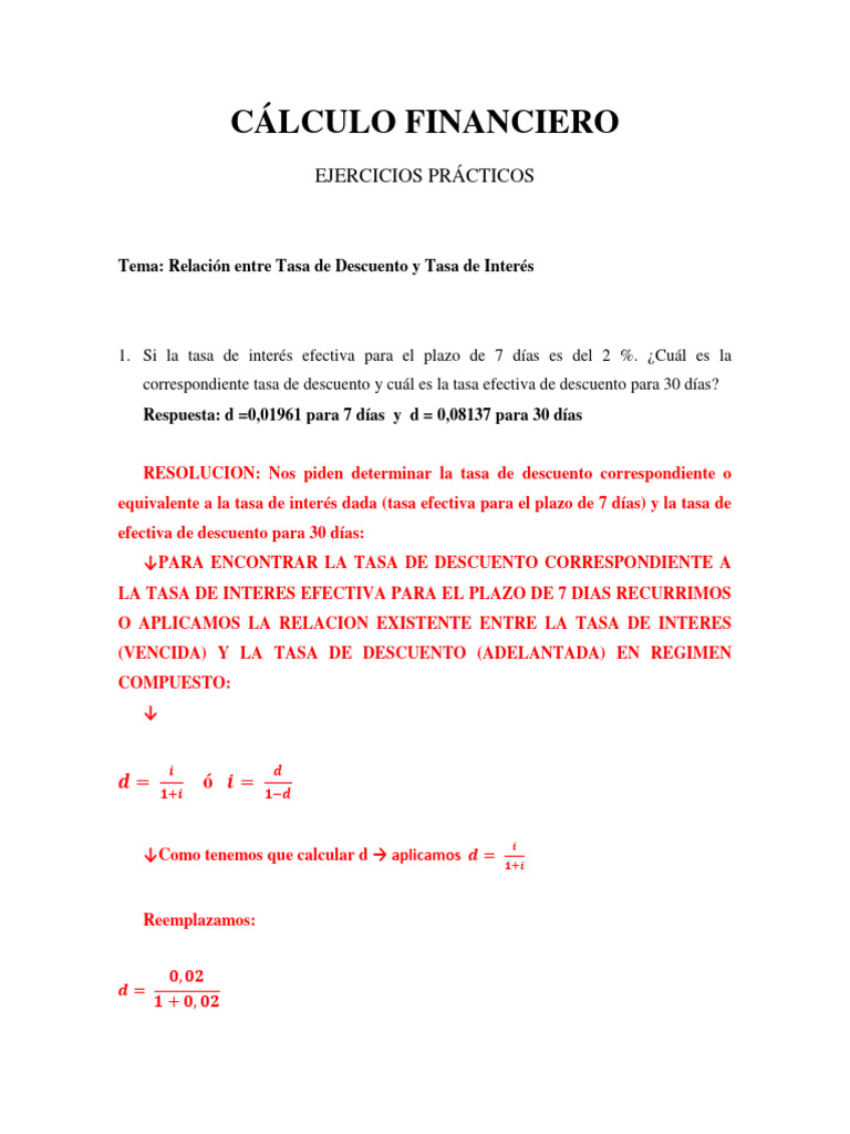 5-Relación Entre Tasa de Interés y Tasa de Descuento Guía | PDF ...