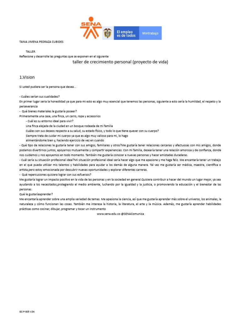 Taller de Crecimiento Personal y Proyecto de Vida | PDF | Justicia ...