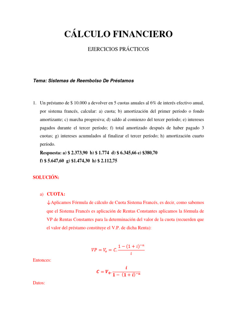 Ejercicios Prácticos de Cálculo Financiero | PDF | Economias | Dinero