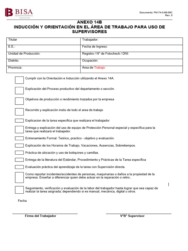 Anexo 14b - Induccion General | PDF