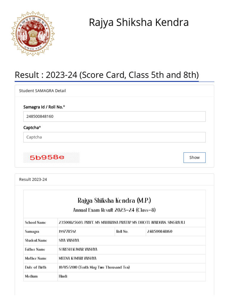 RSKMP - in BoardExam Result24 StudentResult - Aspx | PDF