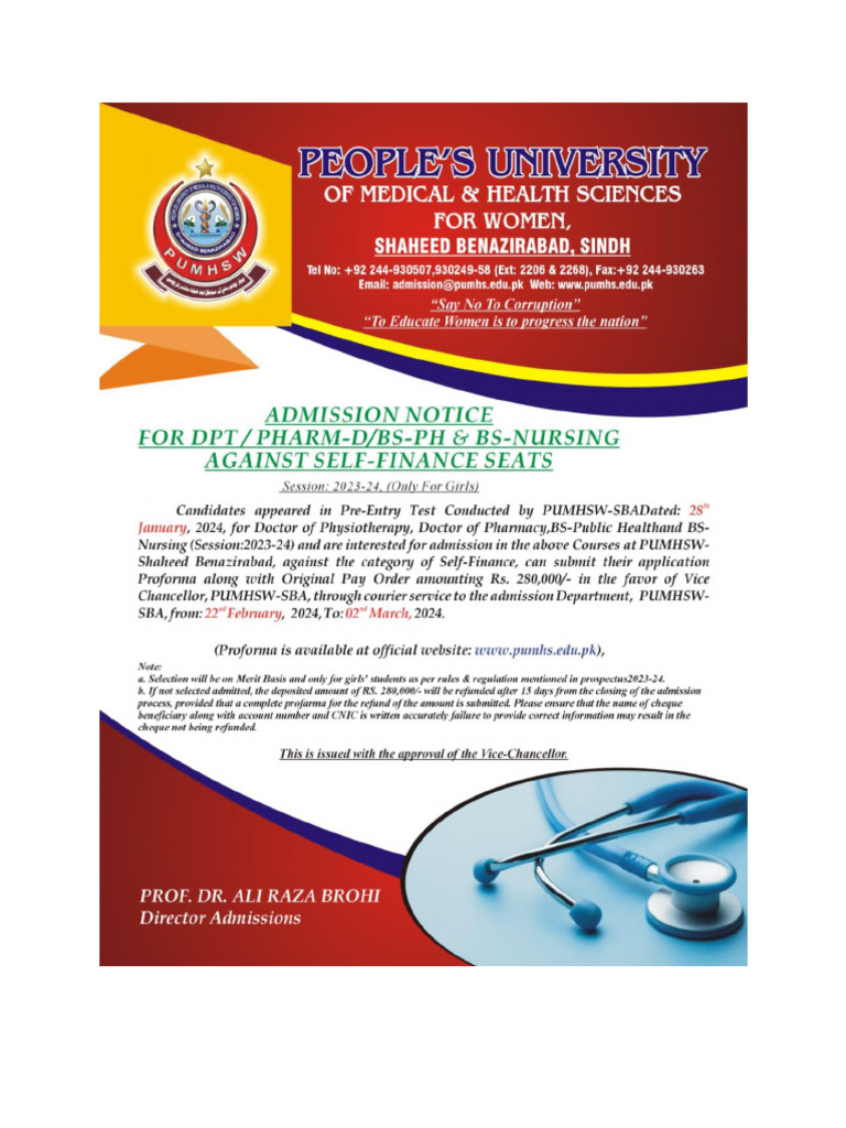 Admission Notice Self Category Allied 2024 | PDF
