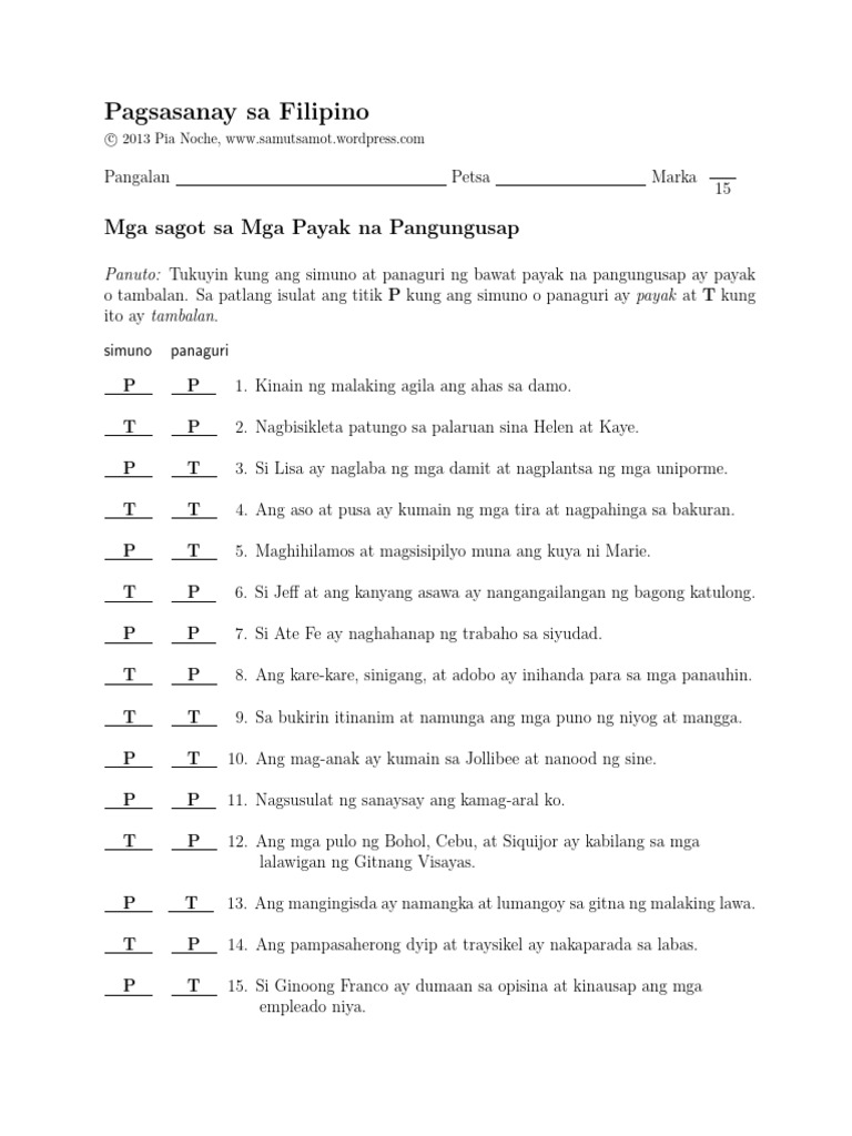 payak-na-pangungusap-worksheet-1-pdf
